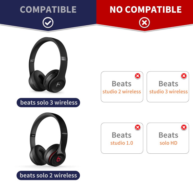 Damex Updated Thickened Solo Wireless 2/3 Replacement Ear Pads,earpads for Beats Solo 2/3 Wireless Headphone (White) - Image 2